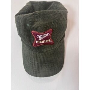 Miller High Life Corduroy Dad Hat Green OSFM Embroidered‎ Logo Adjustable Strap